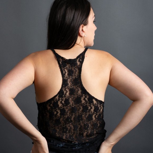 Cheetah Racer Back Tank with Lace - Picture 7 of 10